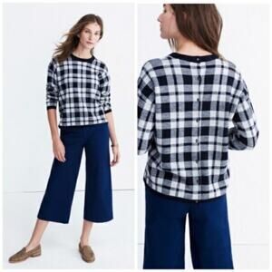 Madewell Plaid Button-Back Merino Wool Sweater
